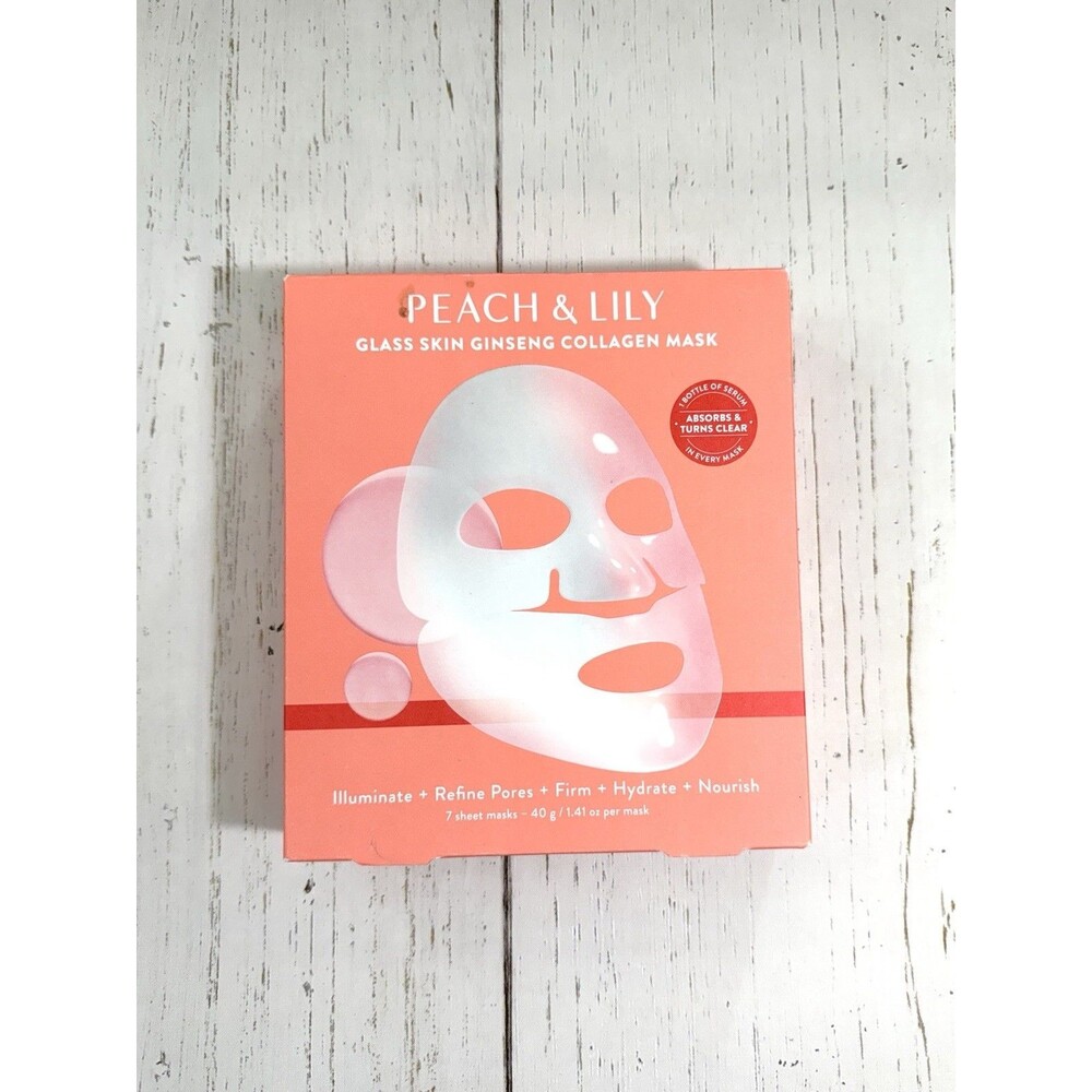 PEACH & LILY Glass Skin Ginseng Collagen Mask 7 Sheet Set NEW Hydrating K-Beauty